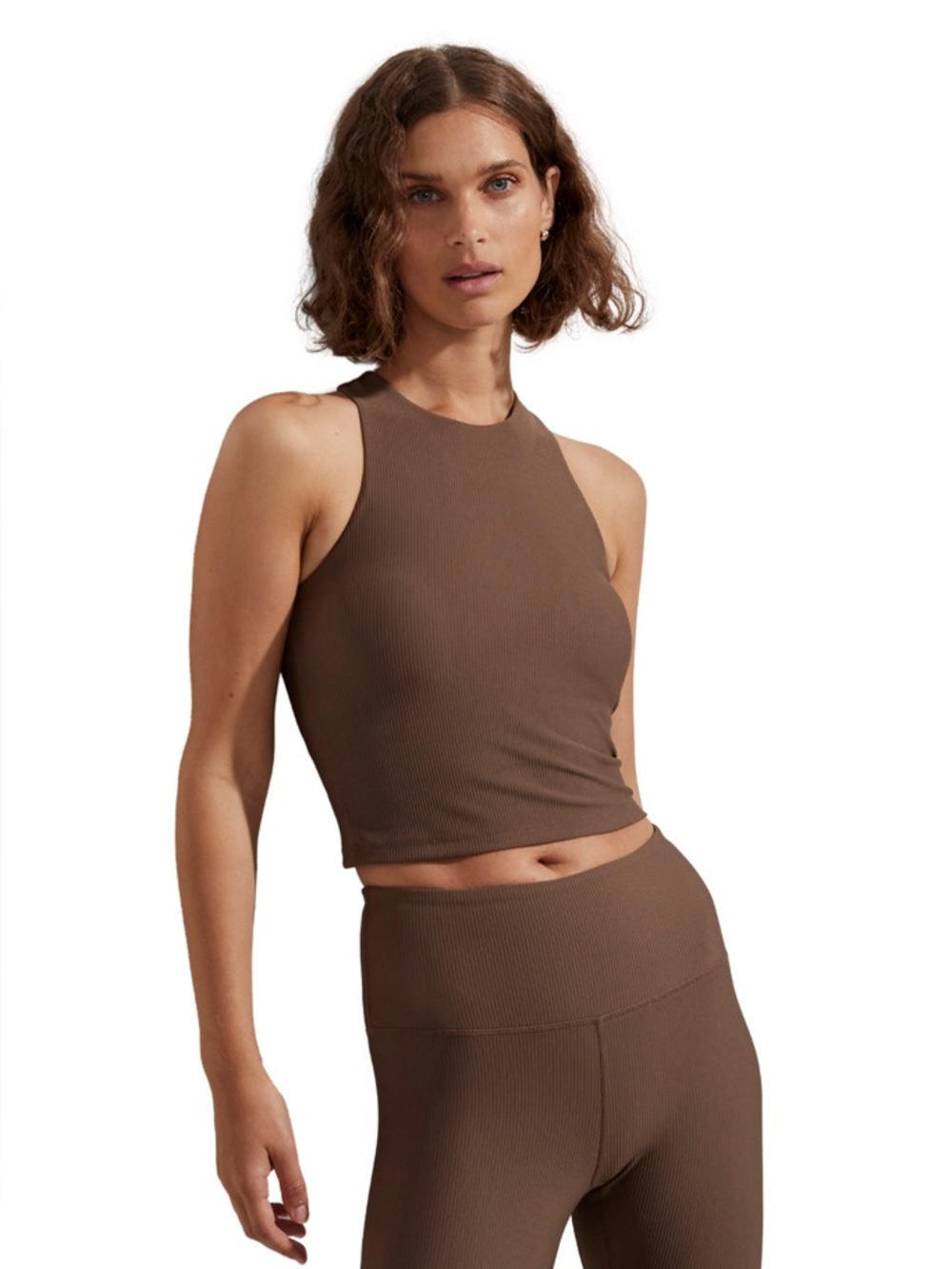 Varley Lets Move Rib Kempton Bra Carob Brown with Padding Size Small